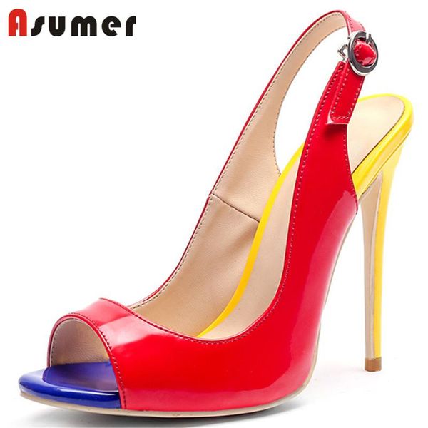 arrive women sandals mixed colors peep toe buckle summer super high heel party wedding shoes woman, Black
arrive women sandals mixed colors peep toe buckle summer super high heel party wedding shoes woman, Black