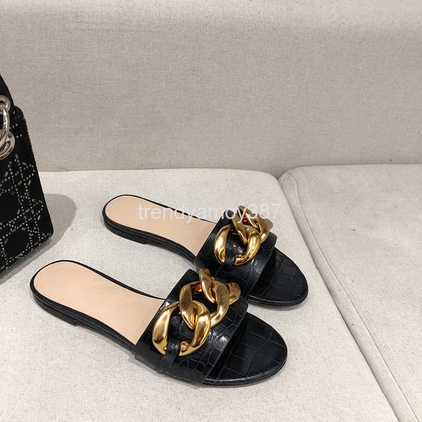 slippers summer line one metal chain flat heel low women's fashion comfortable sandals simple, Black
slippers summer line one metal chain flat heel low women's fashion comfortable sandals simple, Black