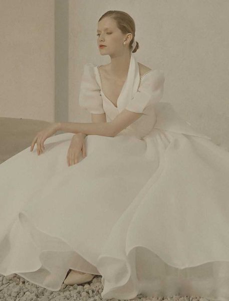other wedding dresses organza floor length sweetheart puff sleeve a-line backless pleated dress pearl spaghetti straps fair lady bridal gown, White
other wedding dresses organza floor length sweetheart puff sleeve a-line backless pleated dress pearl spaghetti straps fair lady bridal gown, White