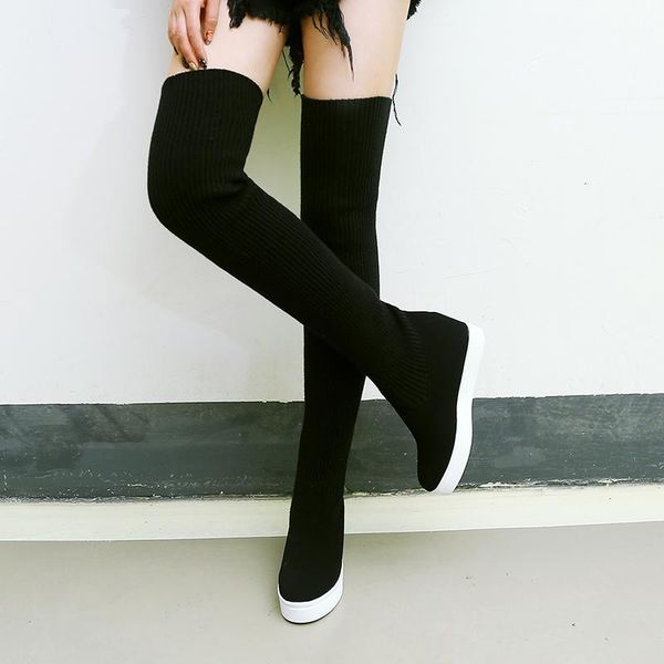 boots elastic stretch thigh high women sock shoes knitted wedge hidden heels over the knee female black 2021 autumn winter
boots elastic stretch thigh high women sock shoes knitted wedge hidden heels over the knee female black 2021 autumn winter