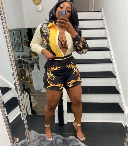 printed set outfit summer two women tracksuits piece fashion cardigan single breasted long sleeve shirt shorts, Gray
printed set outfit summer two women tracksuits piece fashion cardigan single breasted long sleeve shirt shorts, Gray