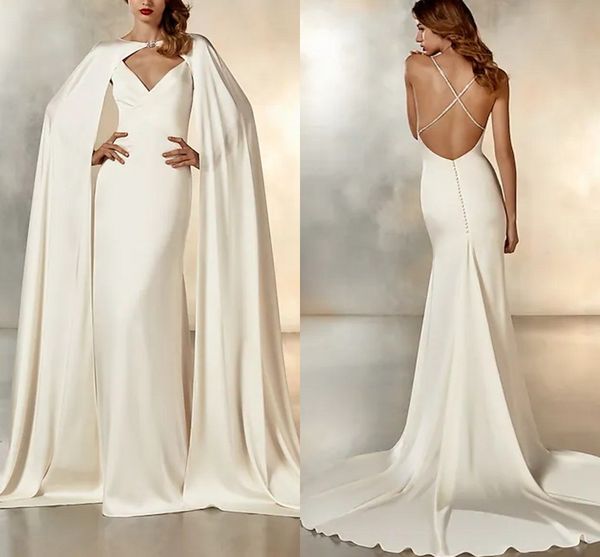 2022 bridal gown mermaid wedding dresses with cap sleeves spaghetti strap simple backless beads vestido de noiva robe de mariage, White
2022 bridal gown mermaid wedding dresses with cap sleeves spaghetti strap simple backless beads vestido de noiva robe de mariage, White