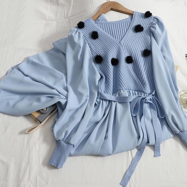 casual dresses 2021 autumn korean v-neck knitted stitching lace dress for women hit the color hair ball vintage big put a-line long, Black;gray
casual dresses 2021 autumn korean v-neck knitted stitching lace dress for women hit the color hair ball vintage big put a-line long, Black;gray