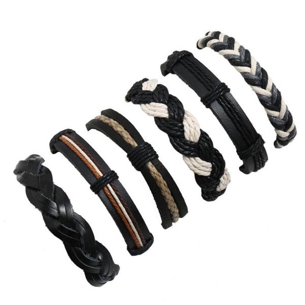 fashion casual black bracelet set vintage weave leather rope charm wrap bangle handmade wristbands men women hippie punk jewelry link, chain
fashion casual black bracelet set vintage weave leather rope charm wrap bangle handmade wristbands men women hippie punk jewelry link, chain