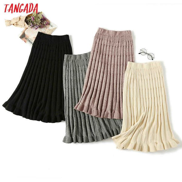 tangada women knitted long skirt winter korean fashion warm ruffle sweater skirts midi knit female bottoms aqx07 210609, Black
tangada women knitted long skirt winter korean fashion warm ruffle sweater skirts midi knit female bottoms aqx07 210609, Black