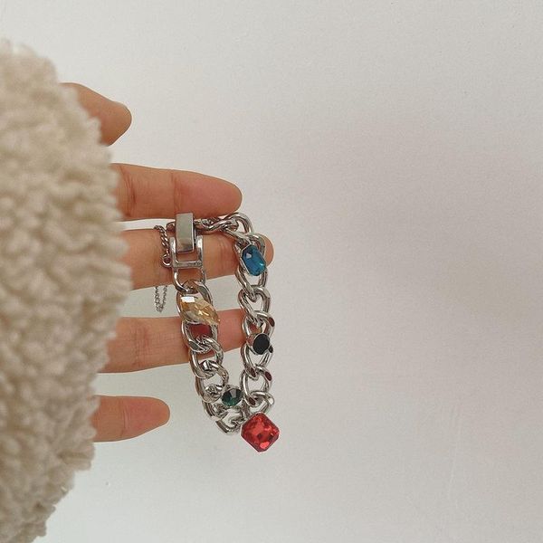 link, chain european and american red rhinestone bracelets female ins hip-hop thick bracelet student patry jewelry for women gifts, Black
link, chain european and american red rhinestone bracelets female ins hip-hop thick bracelet student patry jewelry for women gifts, Black