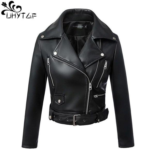 women's leather & faux uhytgf spring autumn jackets women short basic coat turn-down collar motor biker jacket with belt veste femme 92, Black
women's leather & faux uhytgf spring autumn jackets women short basic coat turn-down collar motor biker jacket with belt veste femme 92, Black