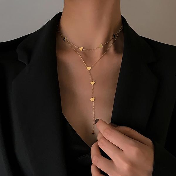 chains double-layer golden love necklace women's trendy cold wind personality niche simple sweater long accessories, Silver
chains double-layer golden love necklace women's trendy cold wind personality niche simple sweater long accessories, Silver