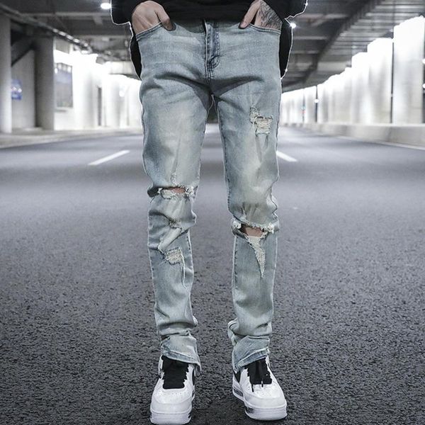 men's jeans european fashion hole zipper leggings for men women high street geomantic wash damage slim fit stretch motorcycle pants, Blue
men's jeans european fashion hole zipper leggings for men women high street geomantic wash damage slim fit stretch motorcycle pants, Blue