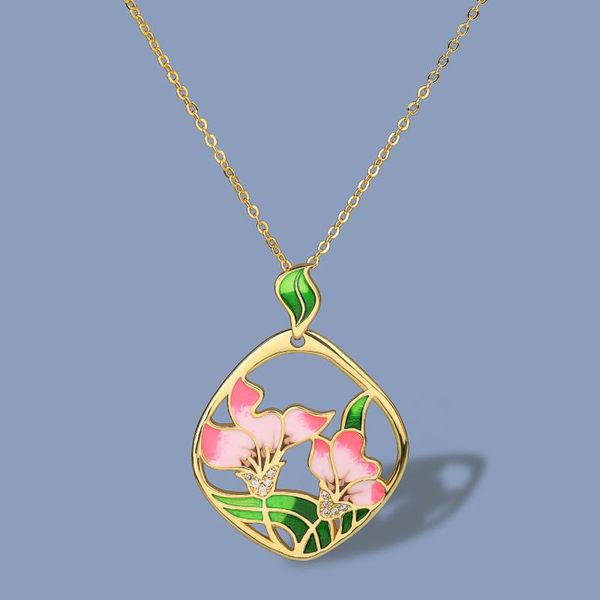 chains ladies yellow gold necklace pink flowers elegant pendant epoxy enamel jewelry sweater chain, Silver
chains ladies yellow gold necklace pink flowers elegant pendant epoxy enamel jewelry sweater chain, Silver
