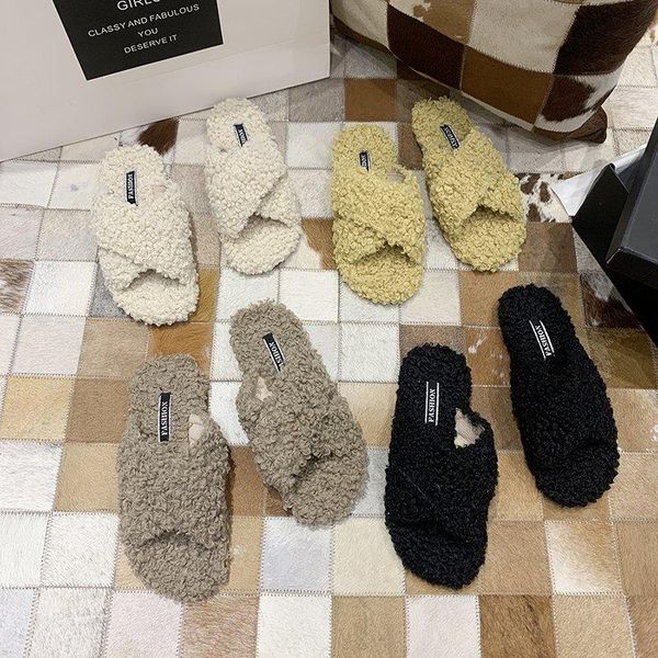 warm faux fur slipper women fluffy winter cross plush open toe soft solid slippers flat shoes home female slides, Black
warm faux fur slipper women fluffy winter cross plush open toe soft solid slippers flat shoes home female slides, Black