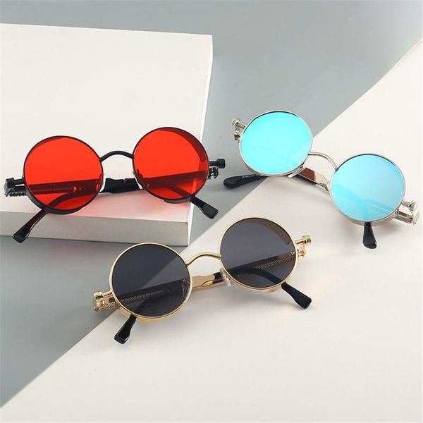 sunglasses classic gothic steampunk brand designer men and women retro round metal frame uv400, White;black
sunglasses classic gothic steampunk brand designer men and women retro round metal frame uv400, White;black