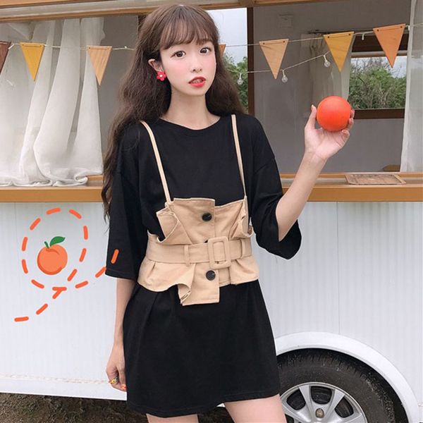 lucyever summer korean white o-neck sets womens casual loose short sleeves t-shirt and fashion button workwear camis woman 210521
lucyever summer korean white o-neck sets womens casual loose short sleeves t-shirt and fashion button workwear camis woman 210521