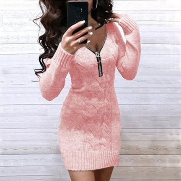 casual dresses women winter sweater dress 2021 autumn v neck zipper solid mini long sleeve warm sweaters slim elegant, Black;gray
casual dresses women winter sweater dress 2021 autumn v neck zipper solid mini long sleeve warm sweaters slim elegant, Black;gray