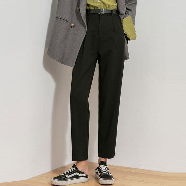 office lady black suit pants with belt women high waist solid trousers fashion pockets ankle-length loose female women's & capris, Black;white
office lady black suit pants with belt women high waist solid trousers fashion pockets ankle-length loose female women's & capris, Black;white
