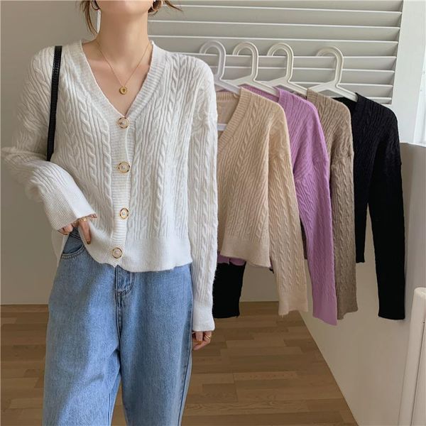 women's knits & tees 2021 korean style knitted sweater cardigans women long sleeve single breaster female cardigan solid sweaters suete, White
women's knits & tees 2021 korean style knitted sweater cardigans women long sleeve single breaster female cardigan solid sweaters suete, White