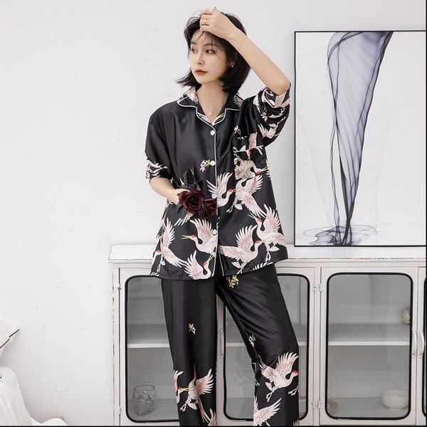 pajamas silk satin pyjamas set women sleepwear long sleeve pijama sleep 2 piece sets loungewear suit plus size, Black;red
pajamas silk satin pyjamas set women sleepwear long sleeve pijama sleep 2 piece sets loungewear suit plus size, Black;red
