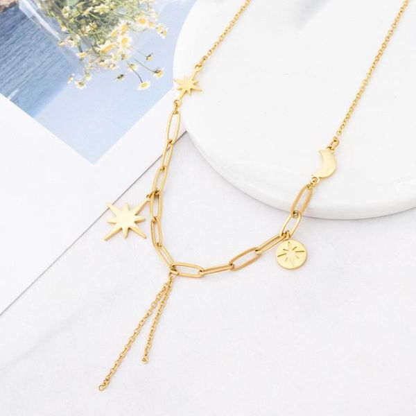 chains fashion stainless steel little star moon neckalce minimalist metal chain collar for women jewelry, Silver
chains fashion stainless steel little star moon neckalce minimalist metal chain collar for women jewelry, Silver