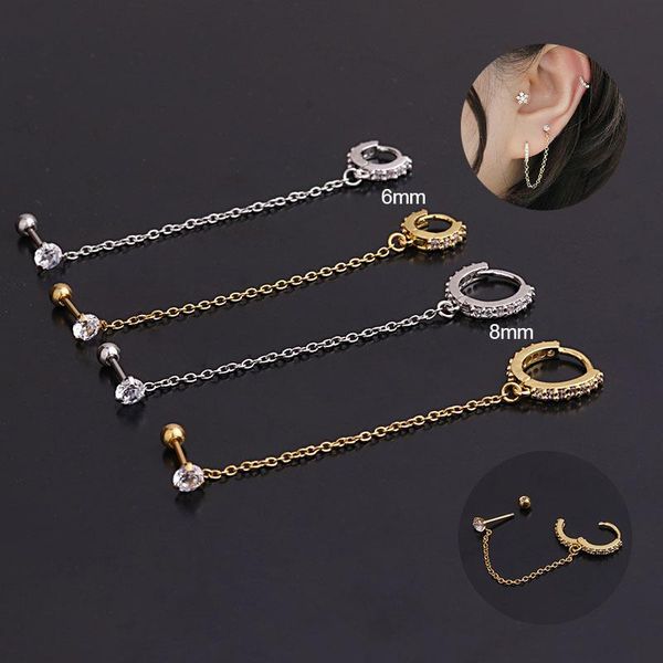 1pc fashion tassel chain hoop earrings piercing jewelry for women punk hiphop circle stainless steel cz & huggie, Golden;silver
1pc fashion tassel chain hoop earrings piercing jewelry for women punk hiphop circle stainless steel cz & huggie, Golden;silver