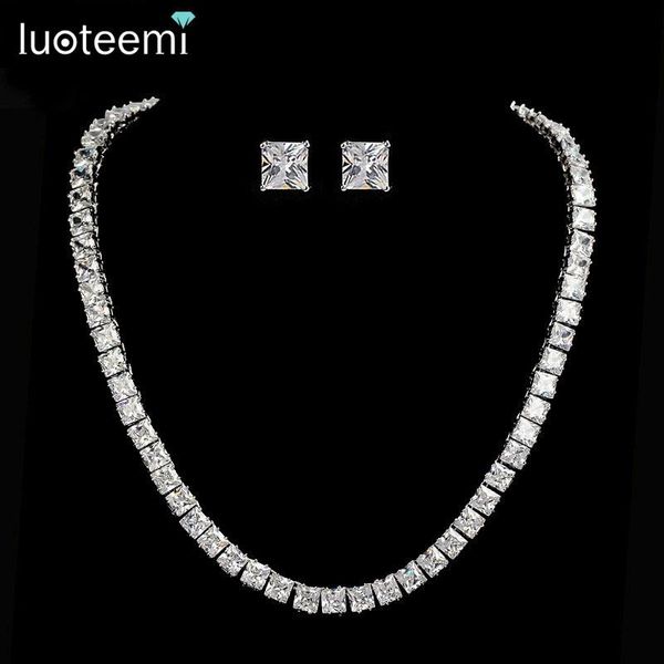 earrings & necklace luoteemi brand selling luxury wedding jewelry shining clear square cubic zircon choke white gold-color for bridal, Silver
earrings & necklace luoteemi brand selling luxury wedding jewelry shining clear square cubic zircon choke white gold-color for bridal, Silver