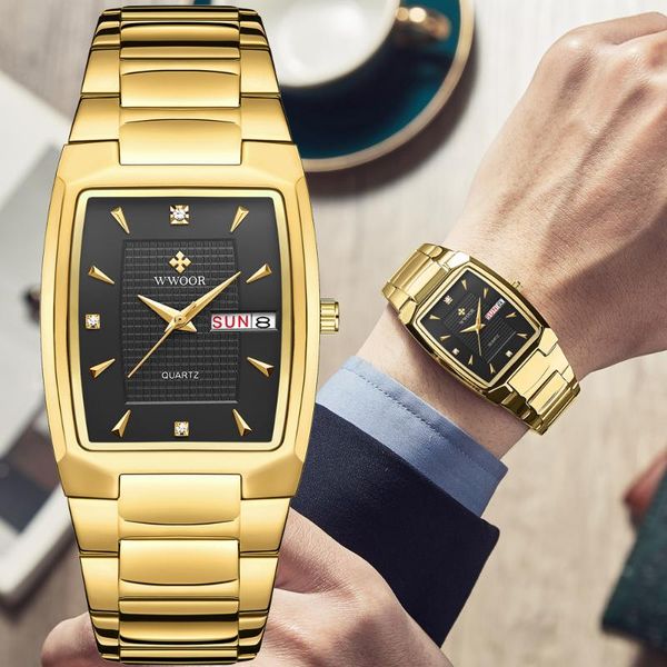 wristwatches relogio masculino wwoor 2021 gold black watch square mens watches quartz stainless steel waterproof wrist, Slivery;brown
wristwatches relogio masculino wwoor 2021 gold black watch square mens watches quartz stainless steel waterproof wrist, Slivery;brown