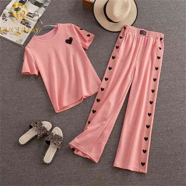 fashion summer love sequins short sleeve t-shirt + long pants two piece pants casual running 2 suit sports female 210520, White
fashion summer love sequins short sleeve t-shirt + long pants two piece pants casual running 2 suit sports female 210520, White