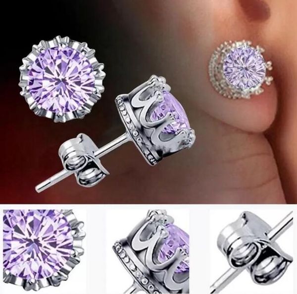 fashion 925 sterling silver crown cz simulated diamond stud earrings for women men wedding jewelry gift designer earrings, Golden;silver
fashion 925 sterling silver crown cz simulated diamond stud earrings for women men wedding jewelry gift designer earrings, Golden;silver