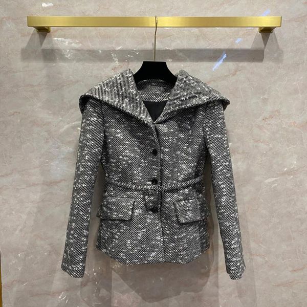 women's wool & blends autumn designer 100%silk lining tweed coat chic hooded belt jackets c766, Black
women's wool & blends autumn designer 100%silk lining tweed coat chic hooded belt jackets c766, Black