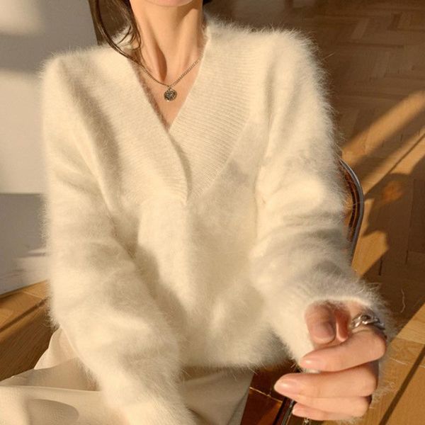 women's sweaters luxury mink cashmere women pullovers autumn winter mohair knitted elegant thick soft loose pull femme, White;black
women's sweaters luxury mink cashmere women pullovers autumn winter mohair knitted elegant thick soft loose pull femme, White;black