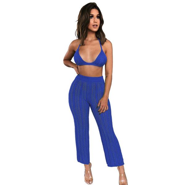 women's crochet mesh hollow see through camisole beach pants two-piece suit two piece, White
women's crochet mesh hollow see through camisole beach pants two-piece suit two piece, White