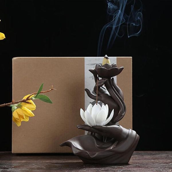 incense waterfall ceramic buddha hand lotus backflow burner holder home decor quemador de incienso fragrance lamps
incense waterfall ceramic buddha hand lotus backflow burner holder home decor quemador de incienso fragrance lamps