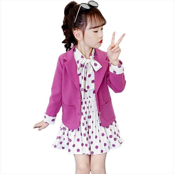girls clothes set jacket dot dress girl casual style outfit autumn winter kids suit, White
girls clothes set jacket dot dress girl casual style outfit autumn winter kids suit, White