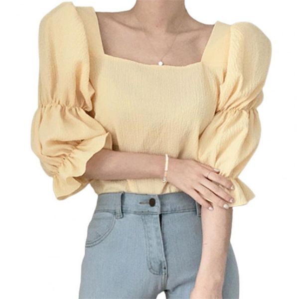 women's blouses & shirts female shirt elegant vintage all match draped square neck bubble sleeve skin-friendly solid color summer blous, White
women's blouses & shirts female shirt elegant vintage all match draped square neck bubble sleeve skin-friendly solid color summer blous, White