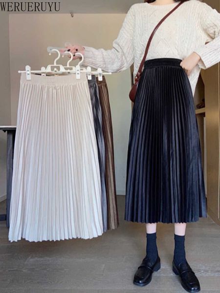 werueruyu autumn & winter skirt gold velvet pleated solid color women skirt 210608, Black
werueruyu autumn & winter skirt gold velvet pleated solid color women skirt 210608, Black