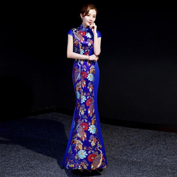 dark blue embroidery flower women cheongsam elegant chinese style long skirt satin trumpet dresses summer evening dress ethnic clothing, Red
dark blue embroidery flower women cheongsam elegant chinese style long skirt satin trumpet dresses summer evening dress ethnic clothing, Red