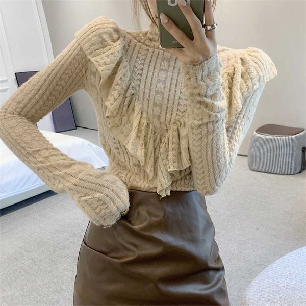 women's knits & tees korean fashion women 2021 spring autumn ladies hollow out flower turtleneck ruffle lace blouse long, White
women's knits & tees korean fashion women 2021 spring autumn ladies hollow out flower turtleneck ruffle lace blouse long, White