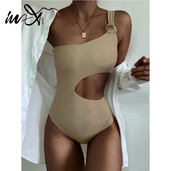 in-x one shoulder swimsuit one piece cut out beige swimwear women monokini ring bathing suit one piece suit large size xl, White;black
in-x one shoulder swimsuit one piece cut out beige swimwear women monokini ring bathing suit one piece suit large size xl, White;black