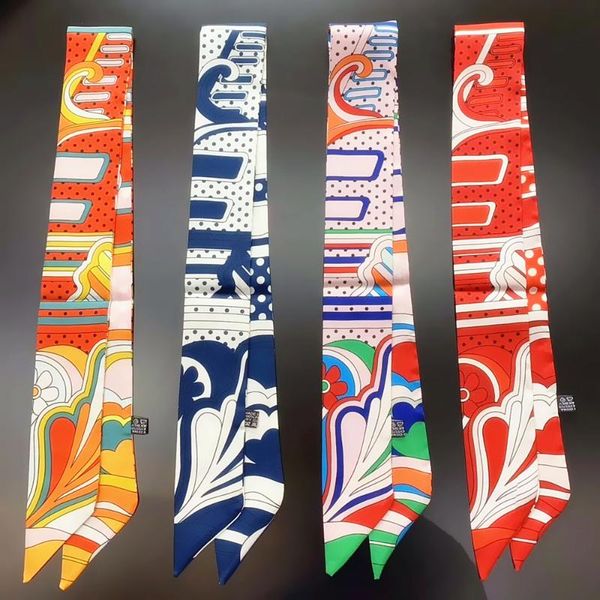 scarves hair scarf women luxury twill print office ladies headband decoration shirt tie bag accessories long ribbon women's bandana, Blue;gray 
scarves hair scarf women luxury twill print office ladies headband decoration shirt tie bag accessories long ribbon women's bandana, Blue;gray