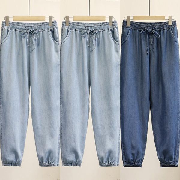 fashion women summer korea style drawstring tencel denim harem jeans office lady casual loose 100kg large size trousers women's, Blue
fashion women summer korea style drawstring tencel denim harem jeans office lady casual loose 100kg large size trousers women's, Blue