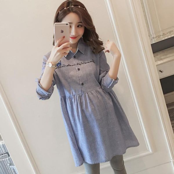maternity dresses 9918# clothes spring autumn long sleeves turn down collar loose stripe dress pregnant women mom, White
maternity dresses 9918# clothes spring autumn long sleeves turn down collar loose stripe dress pregnant women mom, White