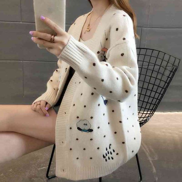 women's sweaters autumn women's cardigan sleeve long neck dot cartoon impression suicide sweater oversized woman's jacket win, White;black
women's sweaters autumn women's cardigan sleeve long neck dot cartoon impression suicide sweater oversized woman's jacket win, White;black