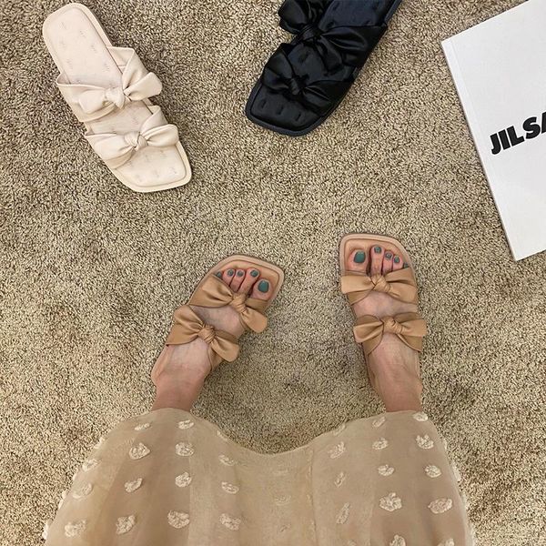 slippers women solid slides fashion butterfly-knot leather flats sandals female outdoor casual flip flops beach shoes, Black
slippers women solid slides fashion butterfly-knot leather flats sandals female outdoor casual flip flops beach shoes, Black