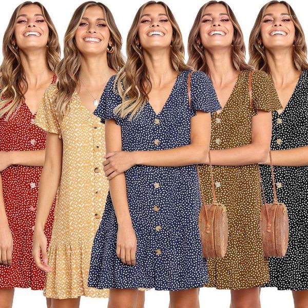 women's swimwear liher polka dot v neck button dress summer casual loose pleated swing dresses, White;black
women's swimwear liher polka dot v neck button dress summer casual loose pleated swing dresses, White;black