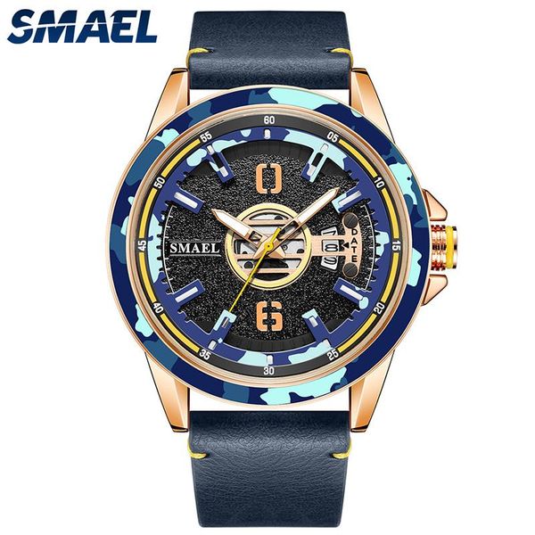 wristwatches smael quartz camouflage case auto date male clock leather bracelet analog watch 9172 military cool men watches, Slivery;brown
wristwatches smael quartz camouflage case auto date male clock leather bracelet analog watch 9172 military cool men watches, Slivery;brown