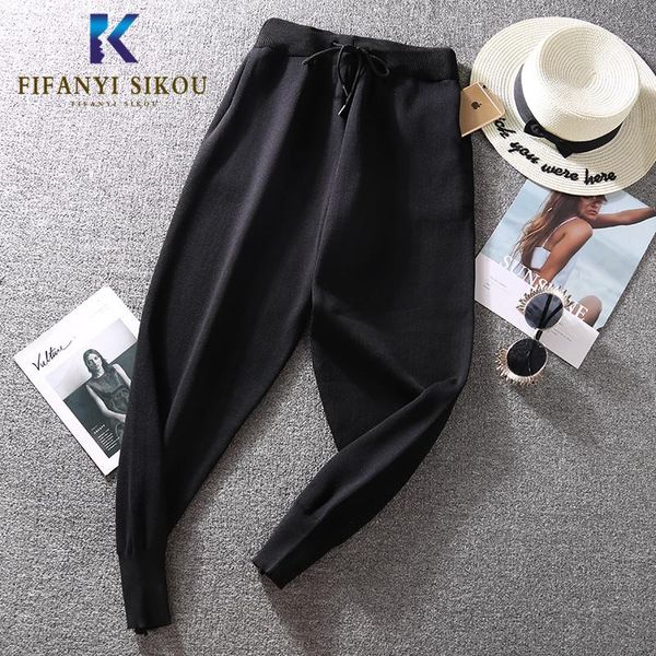 women's pants & capris 2021 women high waist harem elastic knitting sweatpants casual joggers female pencil quality long trousers, Black;white
women's pants & capris 2021 women high waist harem elastic knitting sweatpants casual joggers female pencil quality long trousers, Black;white