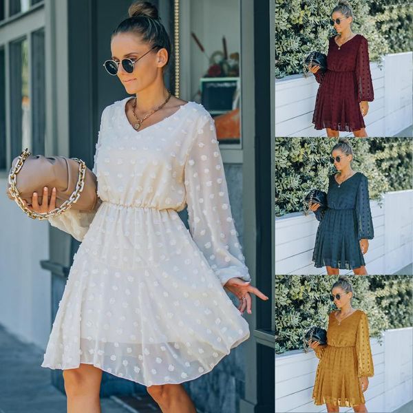 casual dresses 2021 autumn winter v-neck long sleeve jacquard waist mini party robe a line women's dress vestidos de fiesta, Black;gray
casual dresses 2021 autumn winter v-neck long sleeve jacquard waist mini party robe a line women's dress vestidos de fiesta, Black;gray