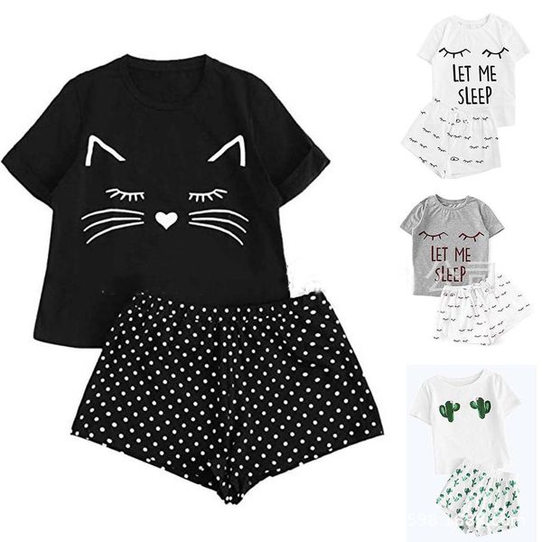 women's sleepwear sale in 2021 four seasons cat fashion printing casual pajamas home suit, Black;red
women's sleepwear sale in 2021 four seasons cat fashion printing casual pajamas home suit, Black;red