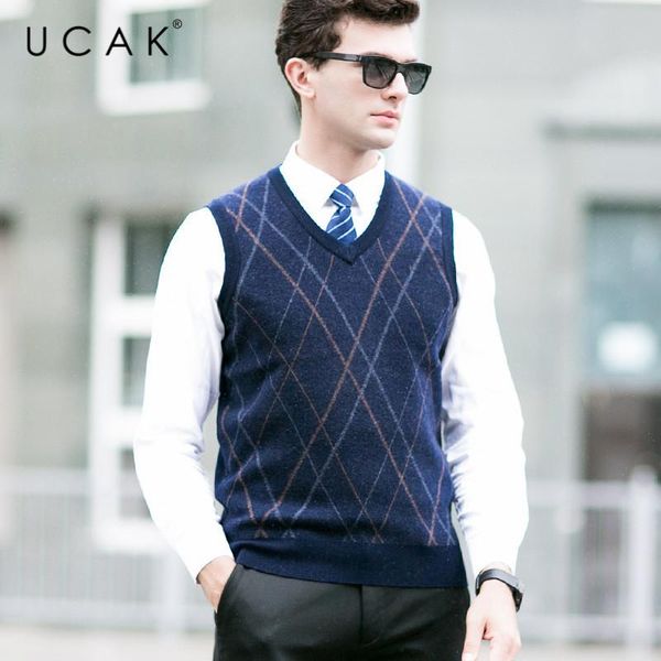 men's vests ucak brand pure merino wool sweater vest casual striped streetwear business merion 2021 autumn winter sweaters u3106, Black;white
men's vests ucak brand pure merino wool sweater vest casual striped streetwear business merion 2021 autumn winter sweaters u3106, Black;white