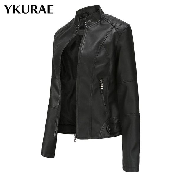 women's motorcycle biker jacket stand collar autumn coat female pu leather jackets ladies slim punk outerwear eu size fl031 & faux, Black
women's motorcycle biker jacket stand collar autumn coat female pu leather jackets ladies slim punk outerwear eu size fl031 & faux, Black