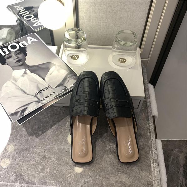 slippers 2021 summer brand designers women mules shoes shallow black leather round toe flat ladies outside dress beach slides
slippers 2021 summer brand designers women mules shoes shallow black leather round toe flat ladies outside dress beach slides